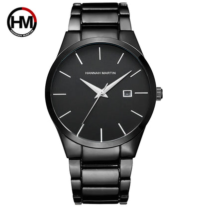 Pánské hodinky Hannah Martin, pouzdro z nerezové oceli, quartzový strojek, ciferník o průměru 41 mm, profesionální styl, s ukazatelem data (imitace)