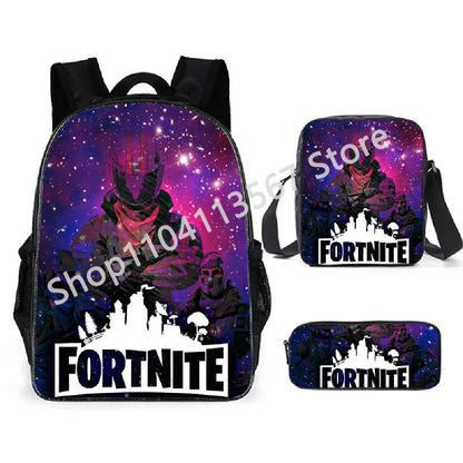 „Fortnite Kids“ 3 vnt. kuprinių rinkinys: moteriškos kuprinės, biuro reikmenys paauglėms mergaitėms ir berniukams, nešiojamojo kompiuterio kuprinė, kasdieninė kelioninė kuprinė