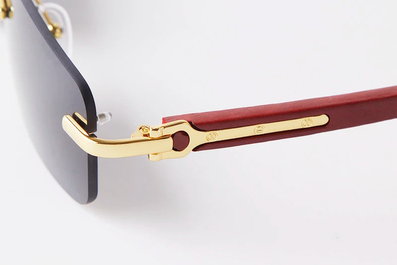 Classic Stylish Rectangle Rimless Sunglasses Women Men Brand Design Luxury Vintage Sun Glasses Frameless Wood Leg Frame Eyewear