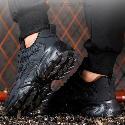 Chaussures de sécurité blanches pour hommes, bottes à bout en acier, baskets de travail, Anti-écrasement, Anti-perforation, indestructibles, chaussures de protection de Sport pour hommes