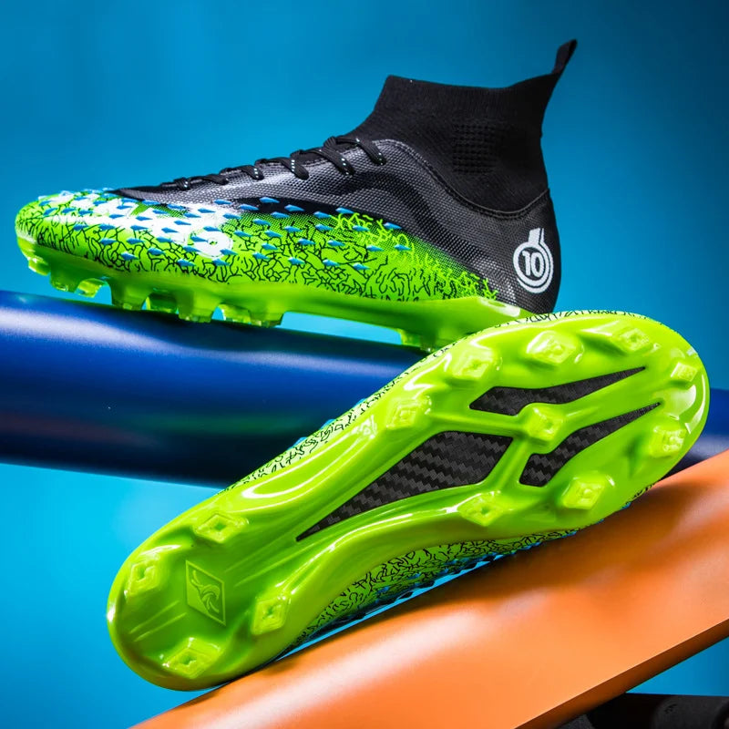 1 paire de chaussures de football pour hommes, résistantes à l'usure, antidérapantes, avec crampons longs et courts, idéales pour les matchs sur gazon extérieur, pour étudiants et adultes