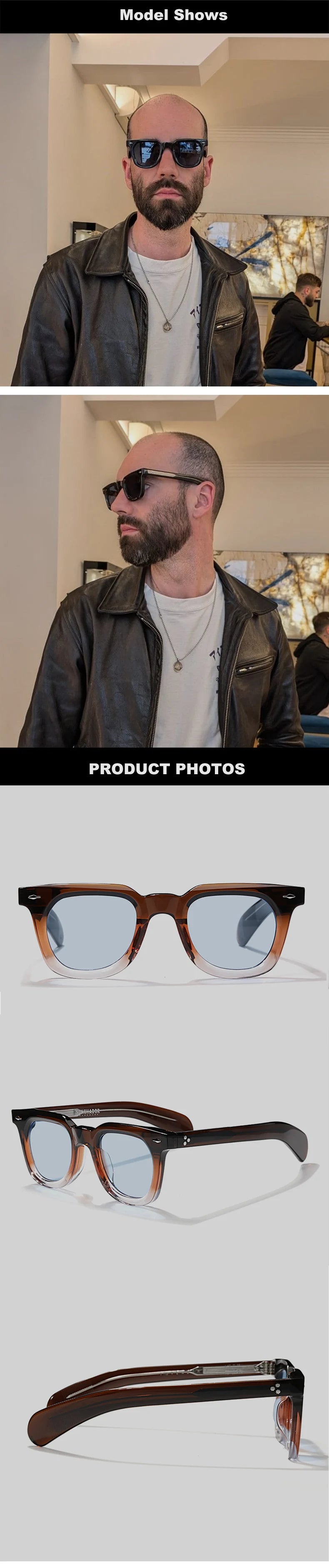 Luxury Brand Designer Classic Acetate Tortoise High Quality Sunglasses Man Retro Eyewear Fashion Men Outdoor Eyeglasses 148mm