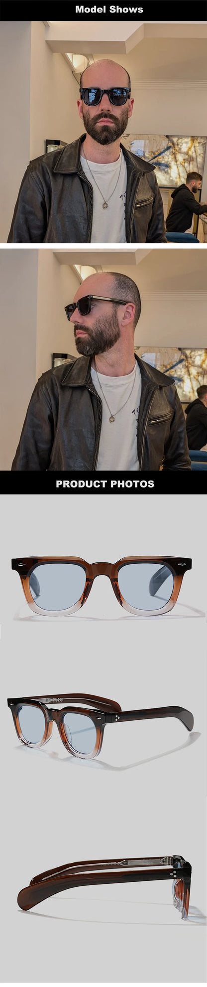 Luxury Brand Designer Classic Acetate Tortoise High Quality Sunglasses Man Retro Eyewear Fashion Men Outdoor Eyeglasses 148mm