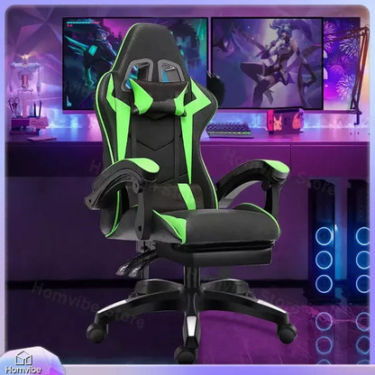 Chaise de jeu ergonomique à dossier haut avec repose-pieds, chaise de bureau inclinable réglable pour joueurs PC, chaise de bureau pour ordinateur, chaise de course