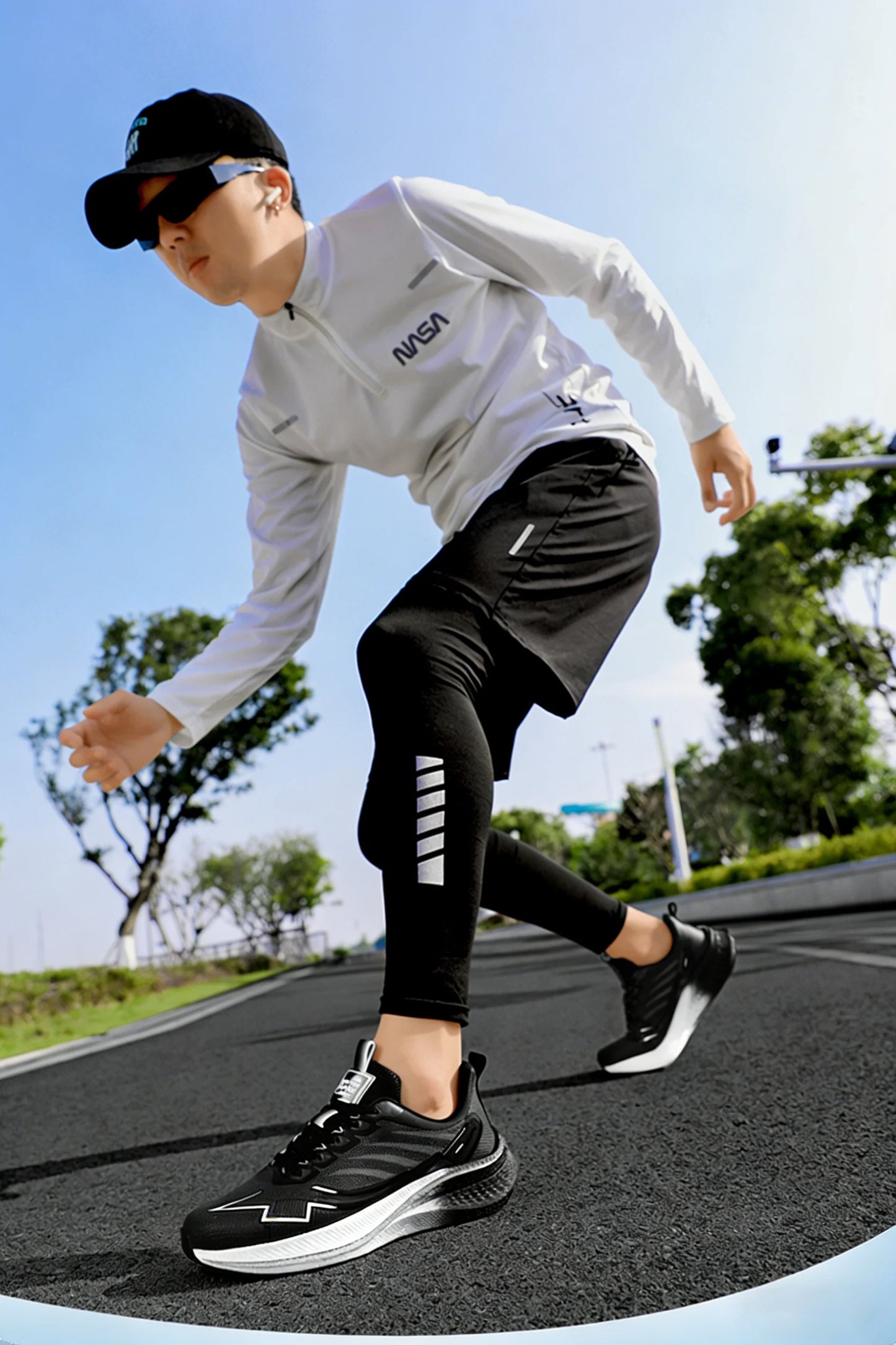 Men's Cushioning Running Shoes with Carbon Plate Marathon Women Lightweight Casual Sneakers for Jogging Workout Fitness Exercise