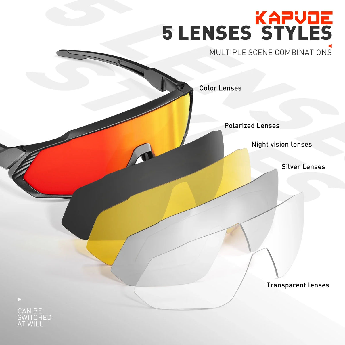 Kapvoe Herren-Marken-Angelbrille, Mountainbike- und Radfahrbrille, Damen-Rennradbrille, Fahrradbrille, Radsportbrille, Oculos Ciclismo