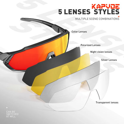 Kapvoe Herren-Marken-Angelbrille, Mountainbike- und Radfahrbrille, Damen-Rennradbrille, Fahrradbrille, Radsportbrille, Oculos Ciclismo