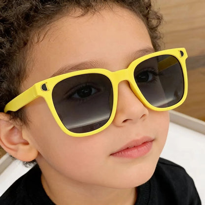 Retro stiliaus kvadratiniai akiniai nuo saulės berniukams ir mergaitėms, UV400 apsauga, madingi akiniai su „D“ logotipu, madingi vaikų akiniai lauko veiklai