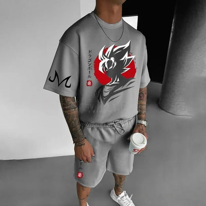 2026 Cartoon Dragon Ball T-shirt Children's Top T-shirt Shorts Two-piece Set Summer Boy T-shirt + Shorts Beach Pants