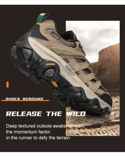 HIKEUP: Zapatillas de senderismo para hombre, de diseño, para escalada y trekking, de cuero, para deportes al aire libre, trabajo y carrera.