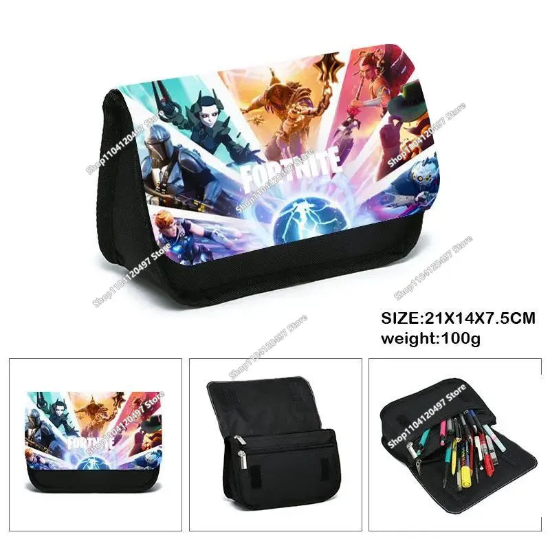Fortnite Kids Pencil Bag Kawaii Pencil Case Large Capacity Waterproof Handheld Cosplay Pencil Pouch Office Stationary Gift Toy