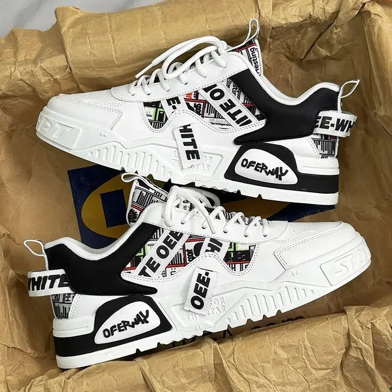 Casual mode lædersneakers Nye skateboard-herresko Udendørs løbesko Sportssko Vandreture Tennis Plateausko Luksusfodtøj