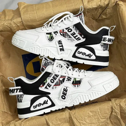 Casual mode lædersneakers Nye skateboard-herresko Udendørs løbesko Sportssko Vandreture Tennis Plateausko Luksusfodtøj