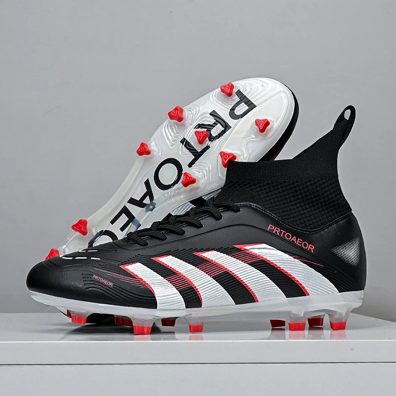 Nouvelles chaussures de football professionnelles pour hommes, crampons de football antidérapants TF/FG, baskets pour garçons, chaussures de sport confortables à la cheville, unisexes