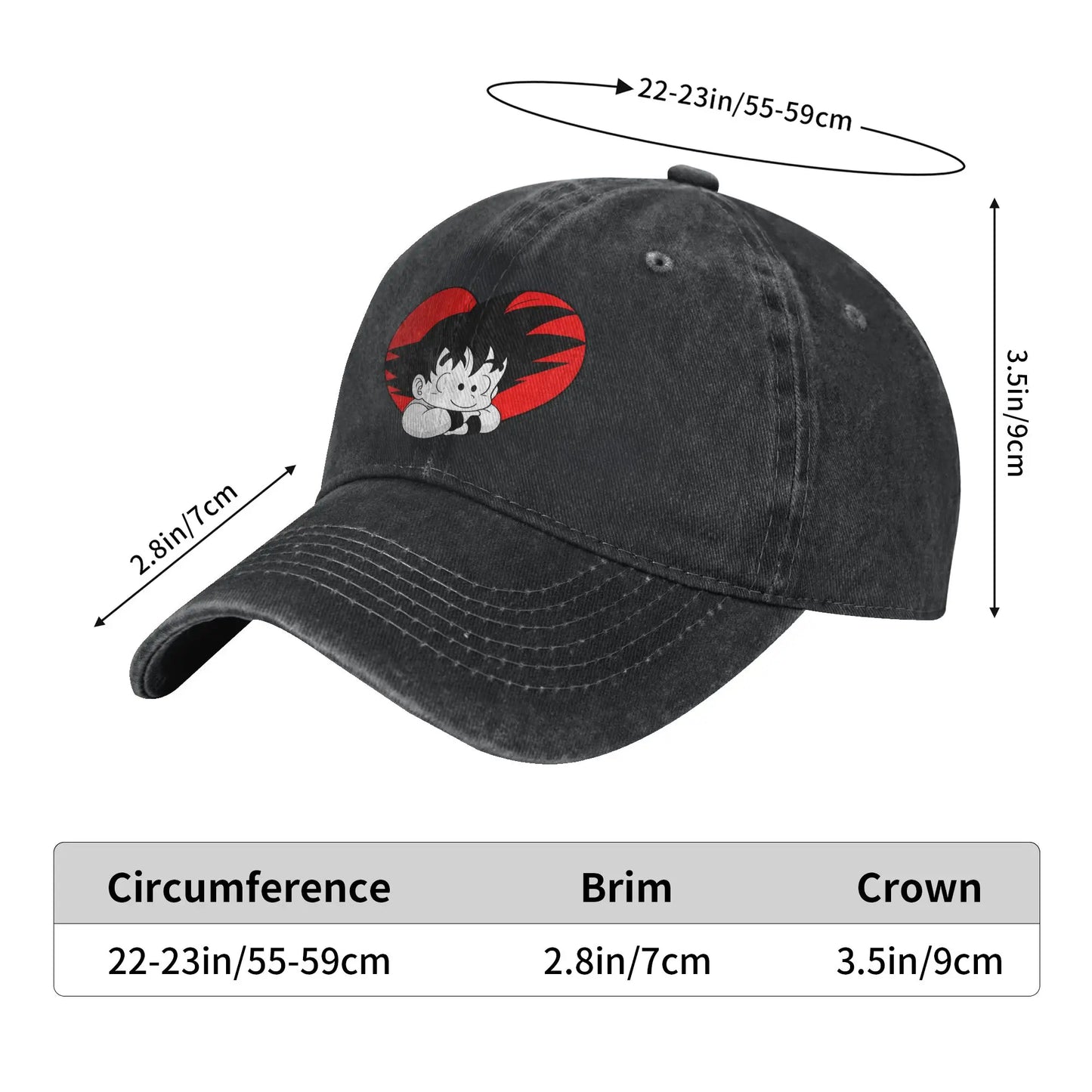 Dragon Ball DBZ Goku Baseball Caps Distressed Cotton Red Heart Headwear Unisex Style Outdoor All Seasons Travel Gift Hats Cap