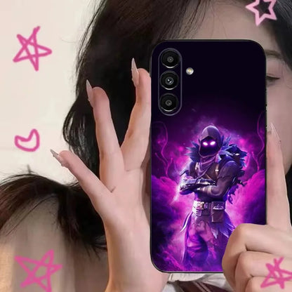 Калъф за телефон R-Royales F-Fortnites за Samsung S24,S21,S22,S23,S30,Ultra,S20,Plus,Fe,Lite,Note,10,9,5G, черен мек калъф