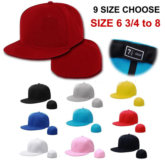 Full Closed Fitted Cap Hat New York Size Plus Large Trucker Men Bill Hip Hop Solid Baseball Snapback Blank Flat Visor Brim Era