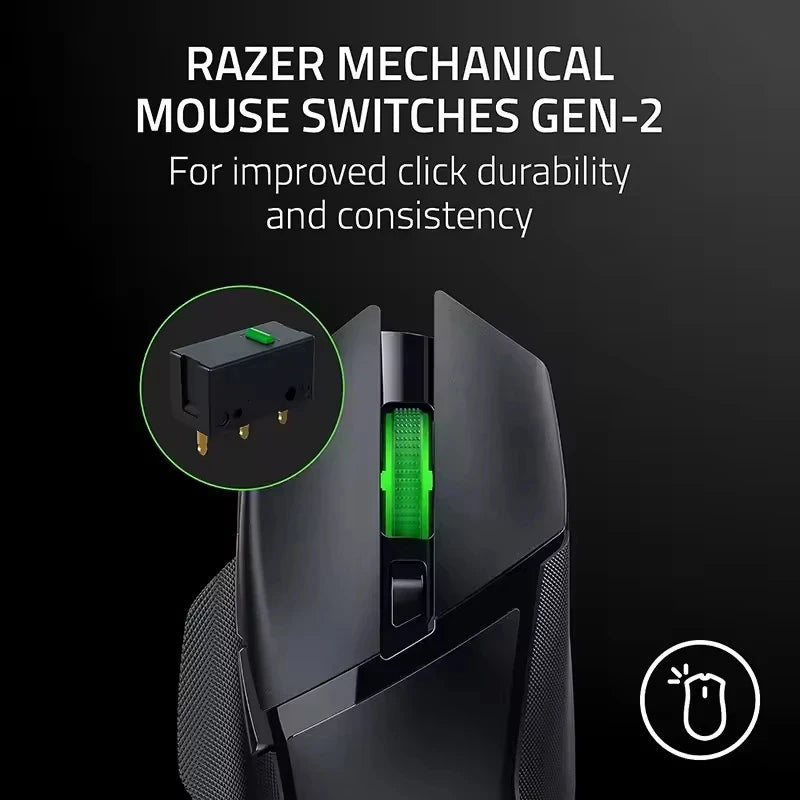 Mouse gaming wireless originale Razer Basilisk V3 X HyperSpeed personalizzabile, sensore ottico 18K, Chroma RGB, 9 comandi programmabili