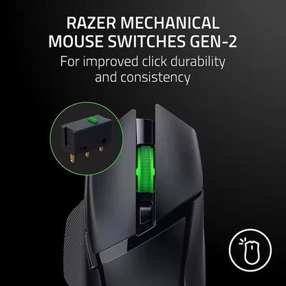 Mouse gaming wireless originale Razer Basilisk V3 X HyperSpeed personalizzabile, sensore ottico 18K, Chroma RGB, 9 comandi programmabili