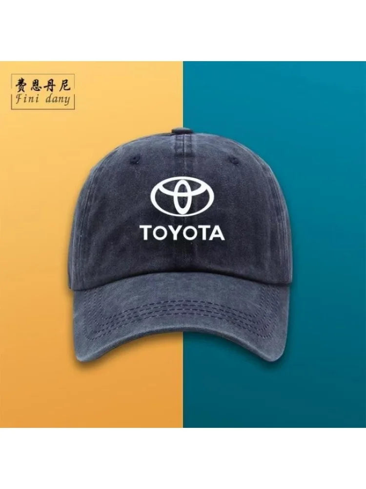 New 2026 high-quality Toyota pure cotton baseball cap with a vintage washed soft-top design, suitable for outdoor cycling and su