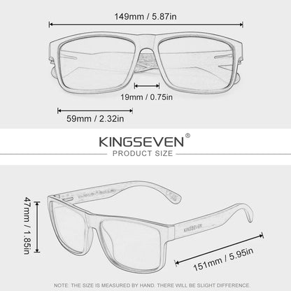 KINGSEVEN Lunettes de soleil tendance en bois pour homme et femme, lunettes rondes tendance, verres polarisés UV400, monture large pour homme, lunettes rétro