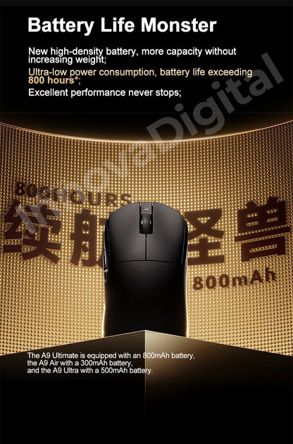 ATK Dragonfly A9 Ultimate trådløs gamingmus A9 Air PAW3950 ultralet ergonomisk e-sportsmus til gamere FPS CSGO A9 Ultra