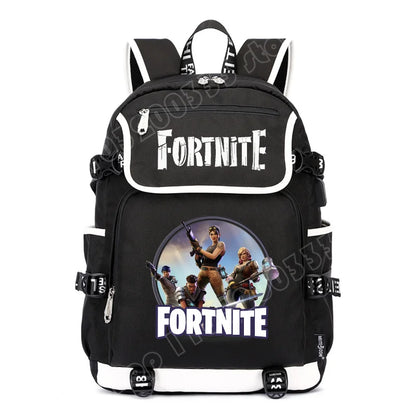 Fortnites Large Capacity Backpack Casual Shoulder Bag with USB Port Unisex Anime Students Schoolbag New Stylish Stationery Gift