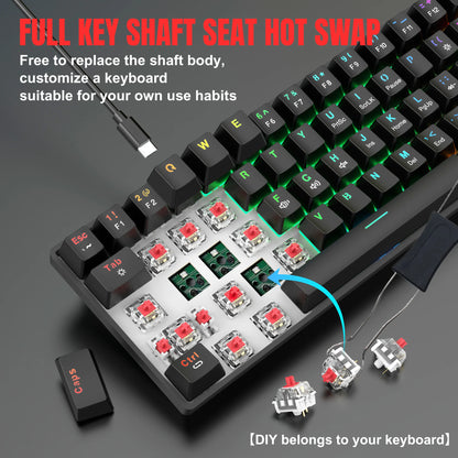 RK61 Wired 60% Mechanical Gaming Keyboard RGB Backlit 61 Keys Ultra-Compact Hot Swappable Red Switch Provides a Smooth