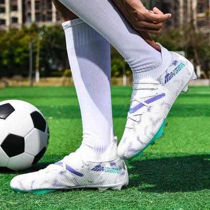 Men's Turf Soccer Shoes Cleats Professional Football Boots Breathable Mesh Youth Soccer Anti-Skid Male Sneakers Society Chuteira