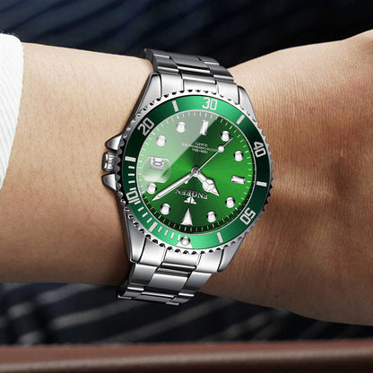 Montre-bracelet à quartz FNGEEN Son Brand de BINBOND avec bracelet en acier inoxydable pour homme, lumineuse et étanche, de luxe.