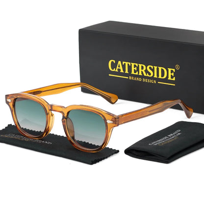 CATERSIDE Retro Small Circular Sunglasses Men Punk Propionic Luxury Brand Design Sun Glasses Women Business Party Eyewear UV400