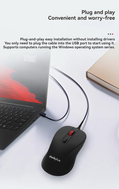 Original Lenovo Wired Mouse M10Pro USB Interface Driver-Free Gaming Office Simple Optical 6-Button Notebook Desktop Computer