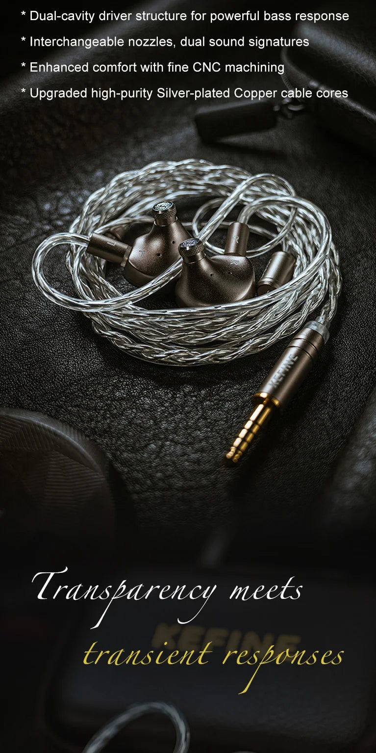 Auricolari cablati Kefine X ANELEARS Delci AE 10mm HiFi IEM – Monitor in-ear con driver DLC+PU e doppia sintonizzazione per musica e gaming
