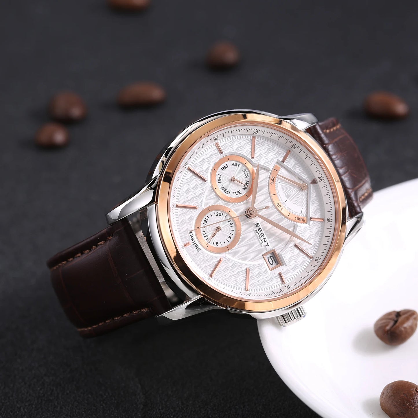 BERNY Luxury Automatic Mechanical Watch for Men Calendar Sapphire MIYOTA 9110 Dress Business Wristwatch High-end Men's Watches