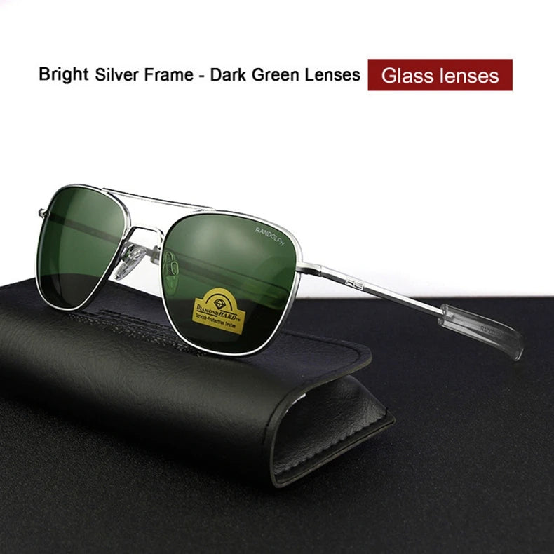 RE Sunglasses Man American Army Military Aviation Pilot Sun Glasses Glass Lens Woman Luxury Brand Vintage Metal Titanium Frame