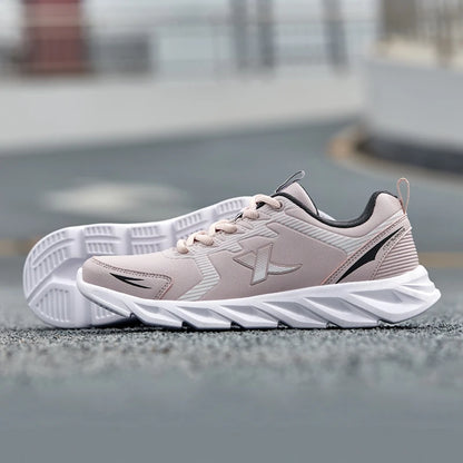 Xtep Running Shoes Non-Slip Soft Women’s Sports Shoes Leather Upper Shock Absorption Female Sneakers 879318110073