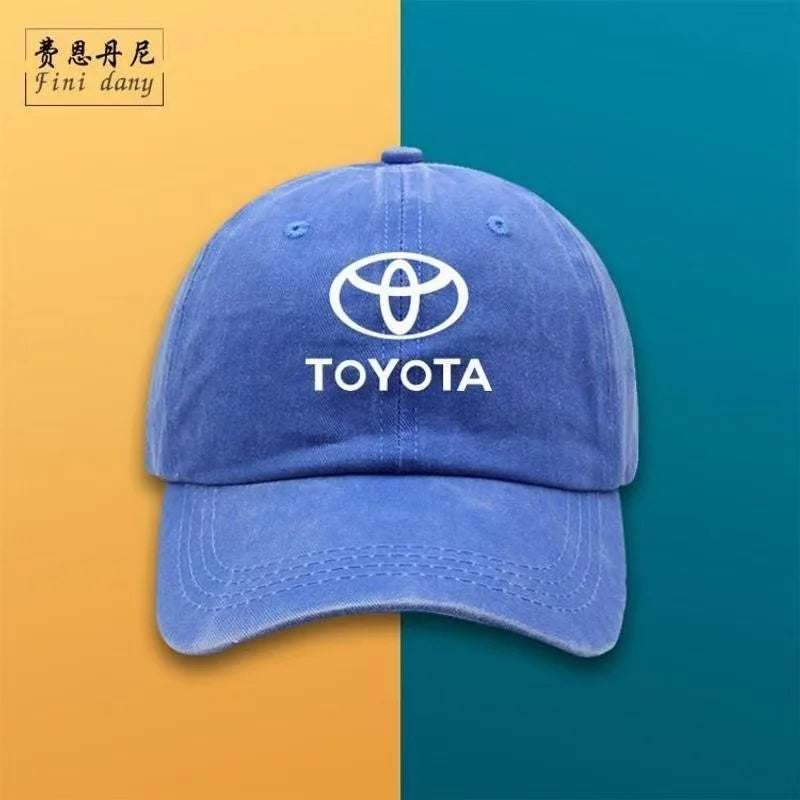 New 2026 high-quality Toyota pure cotton baseball cap with a vintage washed soft-top design, suitable for outdoor cycling and su