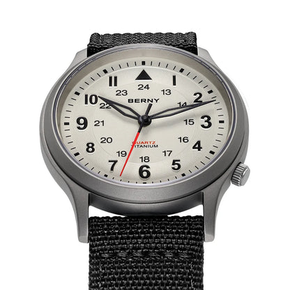 BERNY Titanium Watches for Men Classic Men's Field Watch Easy Read Outdoor Quartz Wristwatch Super Luminous Sapphire 5ATM