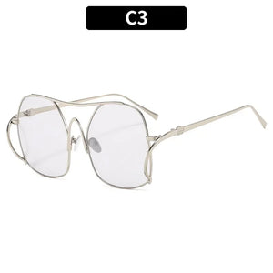 Y2k Polygon Oversized Sunglasses Women Luxury Brand Metal Sun Glasses Fashion Personality Outdoor Retro Eyeglassess Uv400 Men