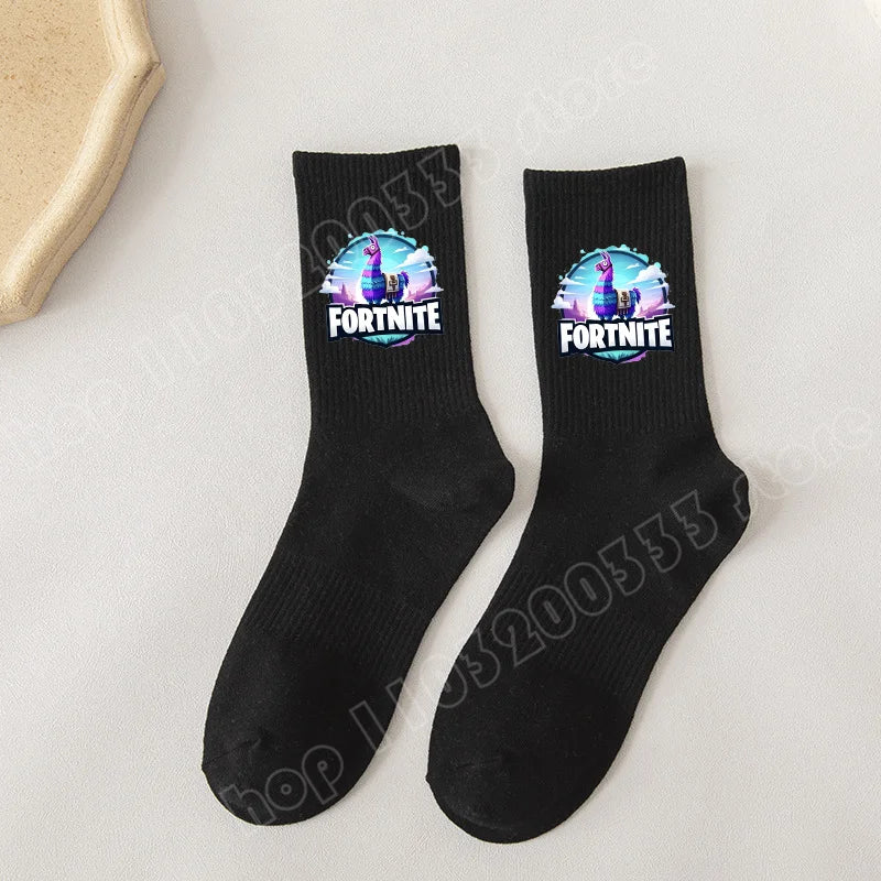 Fortnite Socks Cartoon Game Character Long Socks for Kids and Students in Spring and Autumn Solid Color Cotton Socks Birthday Gifts
