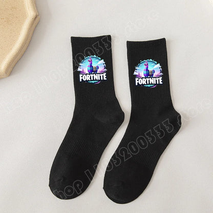 Fortnite Socks Cartoon Game Character Long Socks for Kids and Students in Spring and Autumn Solid Color Cotton Socks Birthday Gifts