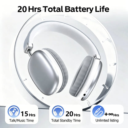 Casque sans fil supra-auriculaire, puce intelligente 5.3, longue autonomie, son HiFi, micro confortable pour jeux, compatible iPhone, Android, PC