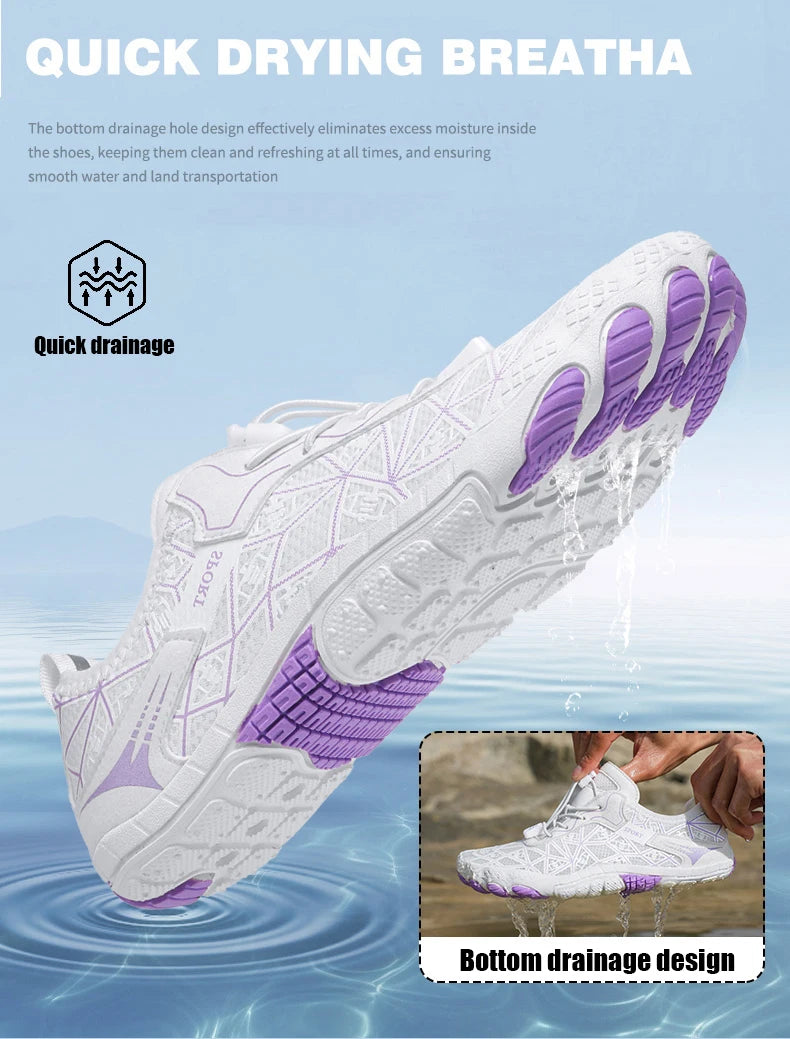 Sapatos para caminhar na água sem sapatos - Homem e Mulher - Sapatos de praia em malha de secagem rápida - Sapatos antiderrapantes para atividades ao ar livre - Sapatos unissexo para desportos aquáticos