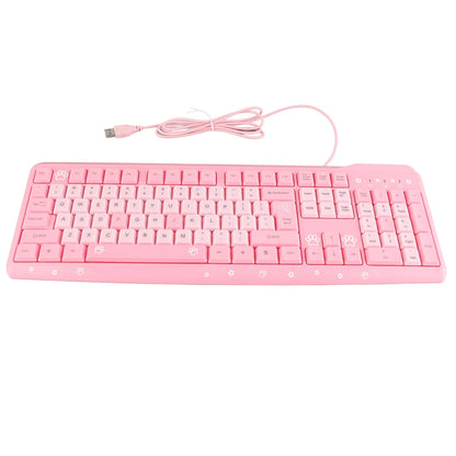 Tastiera cablata USB da 104 tasti ultrasottile, cute cartoon, ergonomica, Plug and Play per PC domestici e laptop