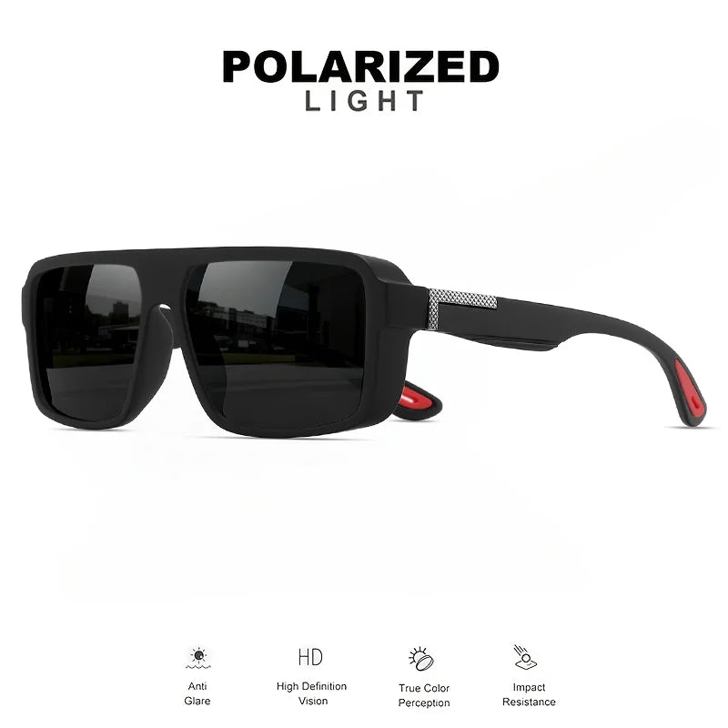 Classic Retro Punk Polarized Square Sunglasses - UV400 Unisex for Daily Casual, Outdoor Sports, Fishing & Driving