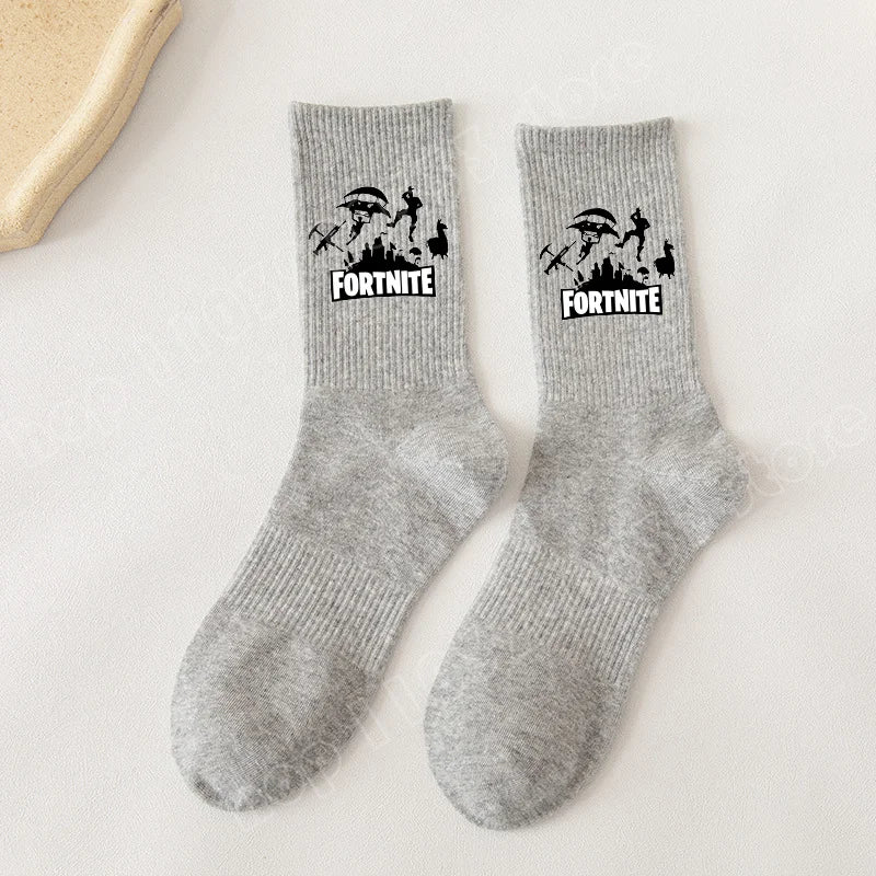 Fortnite Socks Cartoon Game Character Long Socks for Kids and Students in Spring and Autumn Solid Color Cotton Socks Birthday Gifts