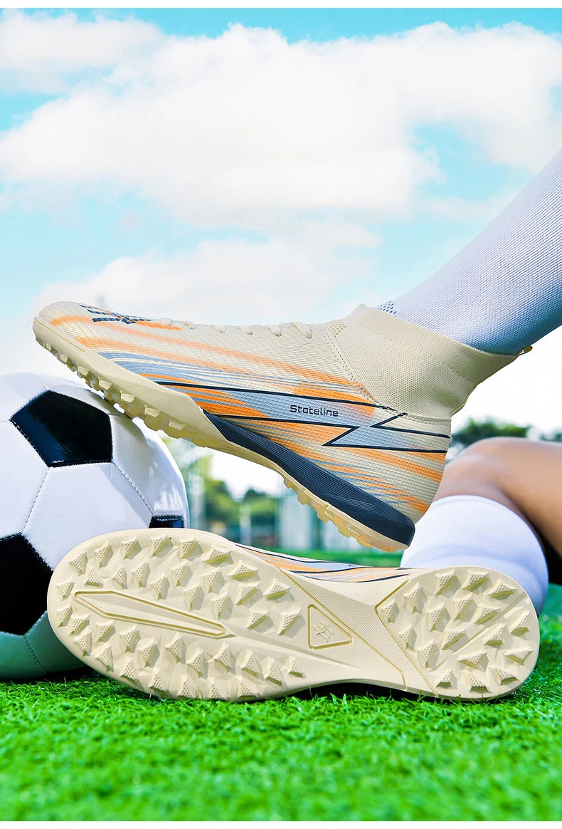 Nouvelles chaussures de football pour hommes, chaussures de match montantes, chaussures de futsal de haute qualité, chaussures de football d'intérieur antidérapantes, baskets d'extérieur, crampons pour gazon, meilleures v