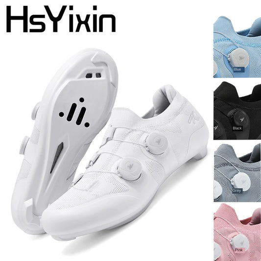 Scarpe da ciclismo su strada unisex, HsYixin traspiranti SPD autobloccanti antiscivolo, scarpe da corsa per bici da strada, MTB flat e sneakers da bicicletta
