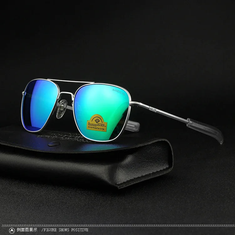RE Sunglasses Man American Army Military Aviation Pilot Sun Glasses Glass Lens Woman Luxury Brand Vintage Metal Titanium Frame