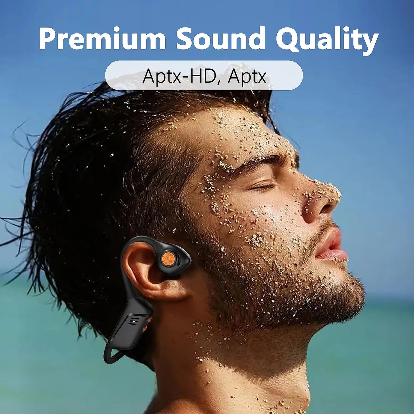 Open Ear Bluetooth 5.1 Headset Aptx HD/ LL Noise Canceling Microphone, Long 24H Wireless Headset for Cellphone PC Laptop